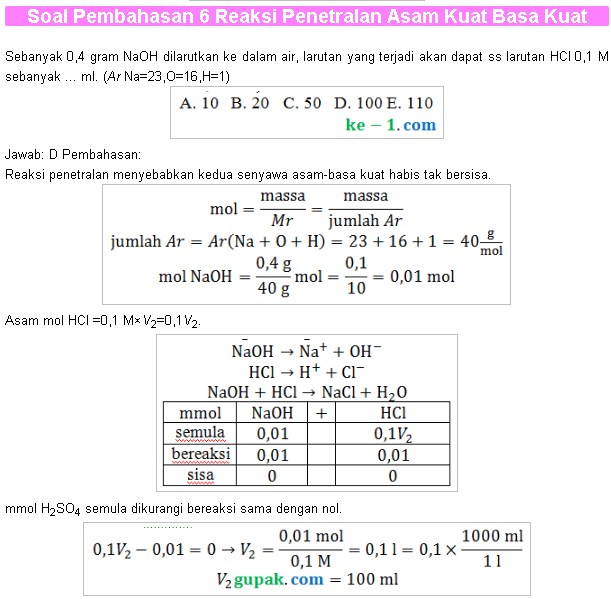 Karbon melimpah di kulit bumi.b. Soal Pembahasan Reaksi Penetralan Asam Kuat Basa Kuat