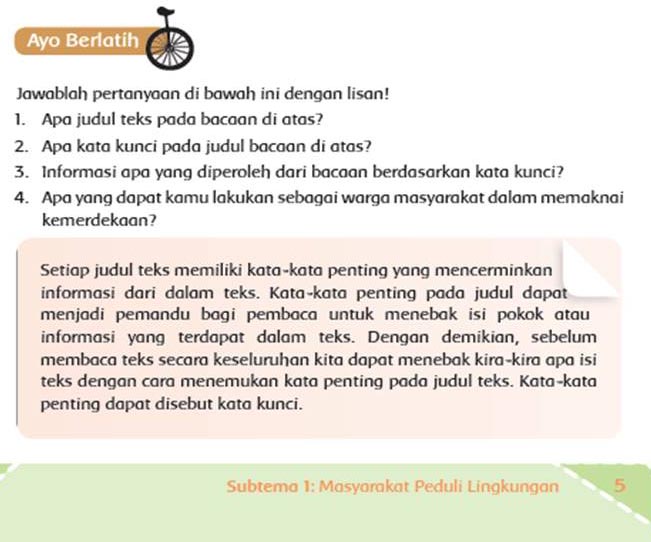 Apa yang dapat kamu lakukan sebagai warga masyarakat dalam memaknai kemerdekaan? kunci jawaban tematik kelas 6 tema 6 halaman 5