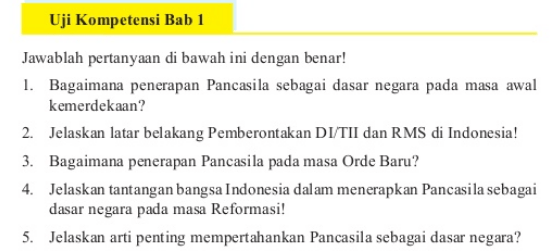 Buku pegangan siswa ppkn smp kelas 9 kurikulum Jawaban Buku PKN Kelas 9 Uji Kompetensi Bab 1 Hal 29 - 30