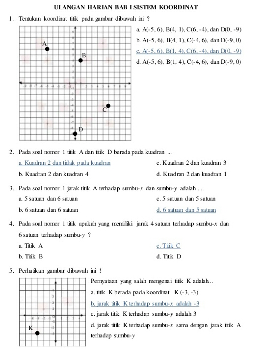 Titik s berjarak 4 satuan terhadap sumbu x dan berjarak 2 satuan terhadap sumbu y. Berapa Banyak Titik Yang Berjarak 3 Satuan Dari Sumbu X