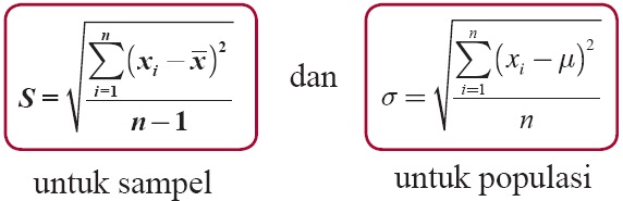 Rumus untuk menghitung simpangan baku data tunggal. Hello There :): Simpangan rata-rata, Simpangan Baku, Varian