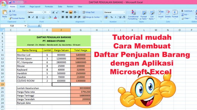Counta dapat digunakan untuk menghitung sel yang berisi data apapun, . Tutorial mudah cara membuat Daftar Penjualan Barang dengan