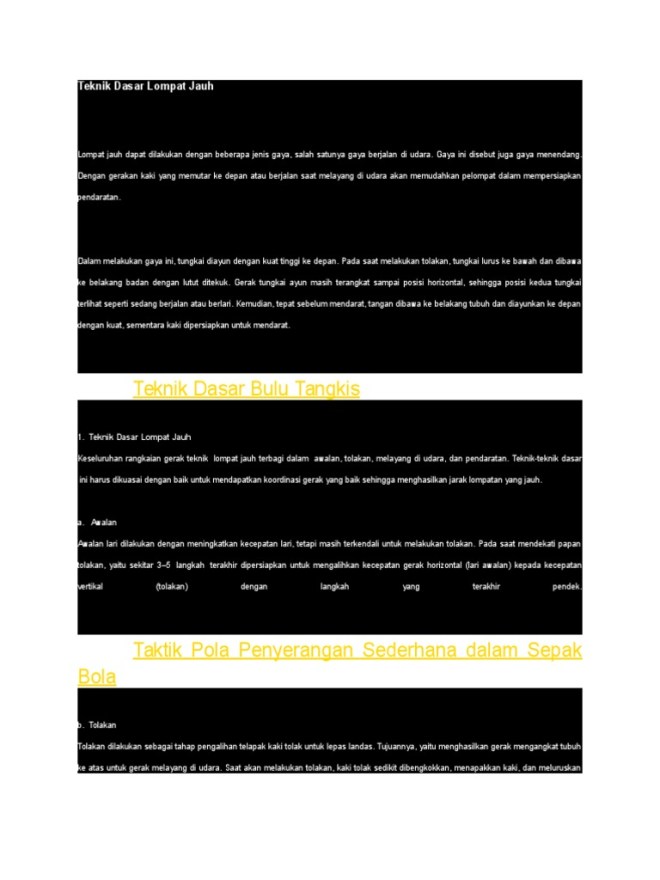 Pada saat mendarat, yang perlu diperhatikan adalah : teknik dasar lompat jauh - wood scribd indo