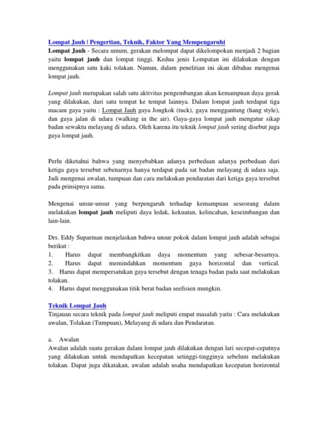Sikap badan di udara dalam lompat jauh gaya jongkok adalah posisi. teknik lompat jauh - wood scribd indo