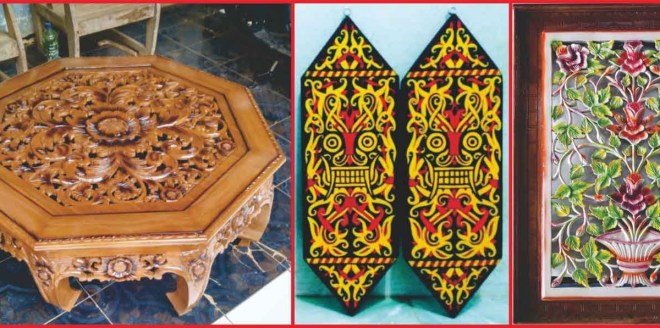 Terdapat pada karya berbahan tekstil atau bahan kayu, kids. Dimana Dapat Kamu Jumpai Bentuk Ragam Hias Pada Bahan Kayu