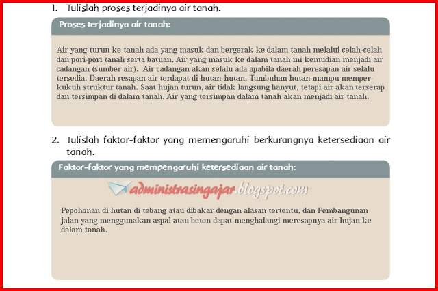 Tulislah kegiatan yang dapat kita lakukan untuk menjamin ketersediaan air tanah. Kunci Jawaban Buku Tematik Tema 8 Kelas 5 Subtema 2