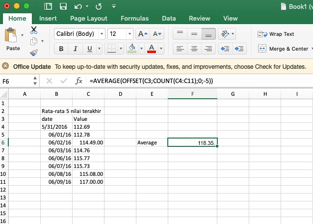 Misalnya, function = average (b1: Rumus Excel Mencari Rata-Rata 5 Nilai Terakhir - Fungsi Excel