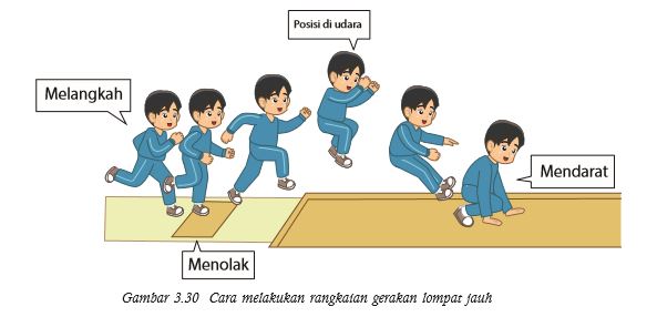 Saat melompat jauh, atlet akan terlebih dahulu melakukan awalan lari, lalu lepas landas, melayang, dan mendarat. Lompat Jauh, Lengkap dan Gambar ~ Berbagai Informasi